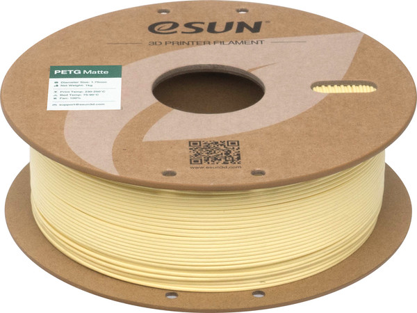 Изображение товара Пластик для 3D-печати eSUN PETG-Matte / PETG-MT175Q-AY1P1 (1.75мм, 1кг, миндальный/желтый)