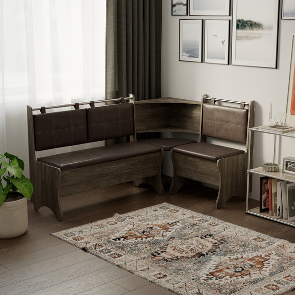 Изображение товара Уголок кухонный мягкий Mio Tesoro Оазис-2 108х163 (орех элия/коричневый)