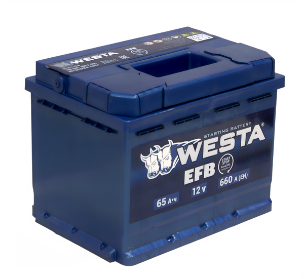 Изображение товара Автомобильный аккумулятор Westa EFB 6СТ-65 R+ Euro 660А / ПEFB0093 (65 А/ч)