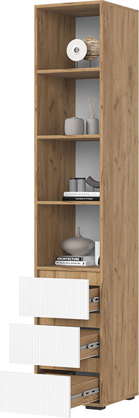 Изображение товара Шкаф-пенал Стендмебель Хелен ПН 02 (белый супермат/дуб крафт золото)