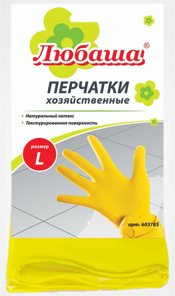 Изображение товара Перчатки хозяйственные Любаша Латексные 603785 (L)