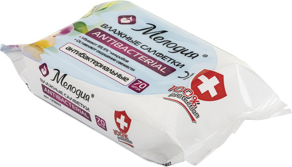 Изображение товара Влажные салфетки Мелодия Антибактериальные (70шт)