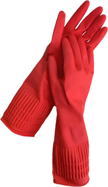 Изображение товара Перчатки хозяйственные Laima c длинной манжетой / 700530 (L, красный)