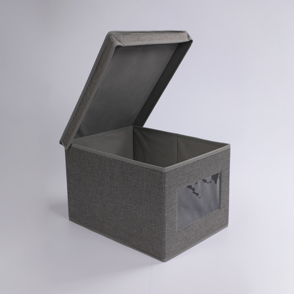 Изображение товара Коробка для хранения AksHome Mackenzie-2 с крышкой 30x30x15.5см (серый)