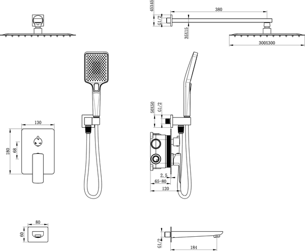 Изображение товара Душевая система со смесителем Oliveeka OL-88939003+139003-CR