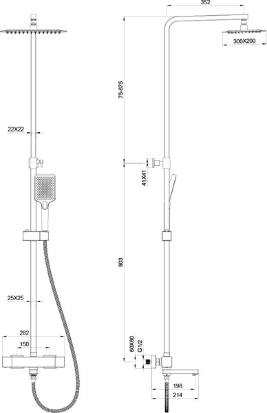 Изображение товара Душевая система со смесителем Oliveeka OL-739901+869003-BGM