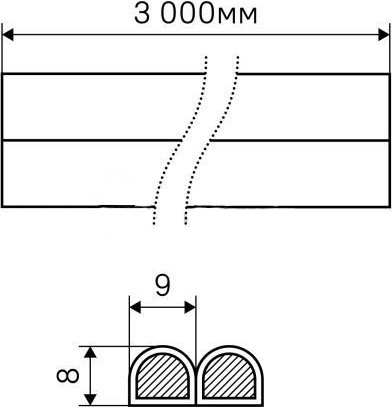 Изображение товара Лента уплотнительная No Brand Стандарт D 9x8 пакет (6м, черный)
