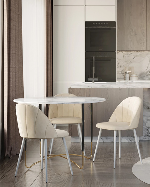 Изображение товара Стул Stool Group Логан SN / LV-121-Cmi-01-02 (велюр молочный/белые ножки)