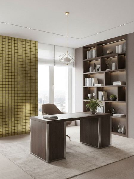 Изображение товара Комплект панелей ПВХ Самоклейкин Самоклеющаяся Алюминий Золотая мозаика MA-G02-8 (8шт, 300x300x3мм)