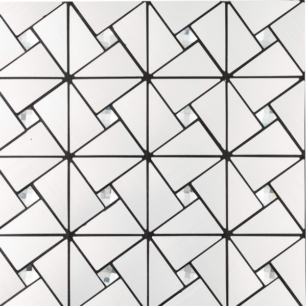 Изображение товара Комплект панелей ПВХ Самоклейкин Самоклеющаяся Алюминий Серебро со стразами MA-S01-8 (8шт, 300x300x3мм)