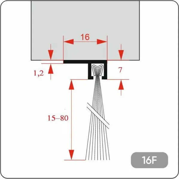 Изображение товара Щеточный уплотнитель УПЛ Групп Пороговый 16F-30 (1000мм)
