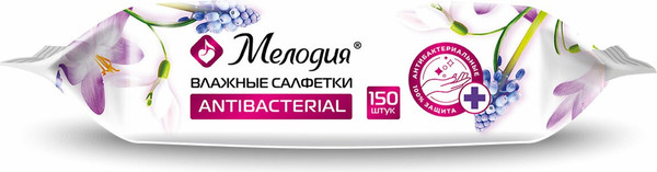 Изображение товара Влажные салфетки Мелодия Антибактериальные (150шт)