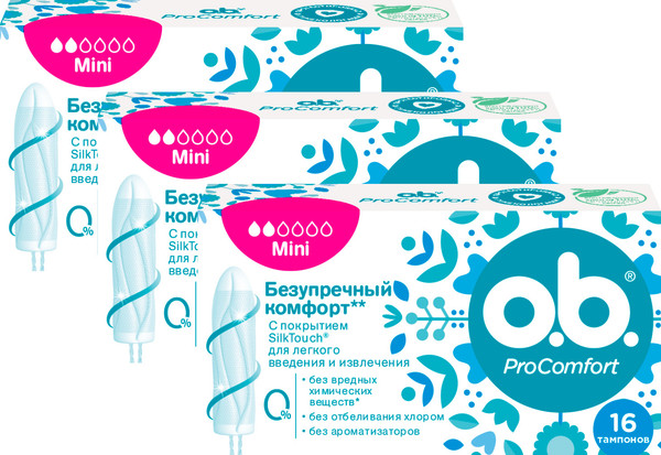 Изображение товара Тампоны гигиенические O.b. Pro Comfort Mini (3x16шт)