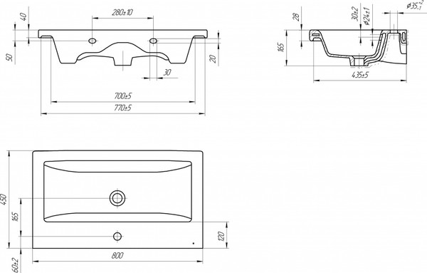 Изображение товара Тумба под умывальник Maroni Napoli-80 + Como 80 (напольная, S-UM-COM80/1-w)