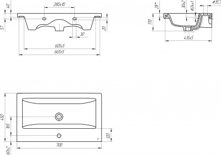 Изображение товара Тумба под умывальник Maroni Roma-70 + Como 70 (напольная, S-UM-COM70/1-w)