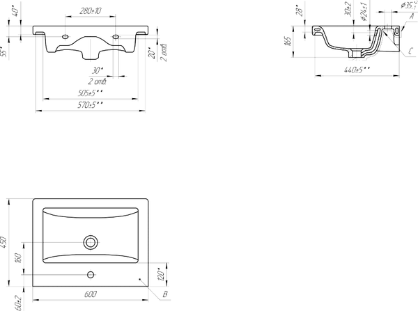 Изображение товара Тумба под умывальник Maroni Roma-60 + Como 60 (подвесная, S-UM-COM60/1-w)