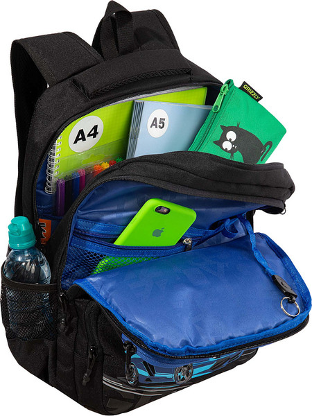 Изображение товара Школьный рюкзак Grizzly RB-653-2 (черный/синий)