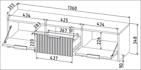Изображение товара Тумба Interline ТВ Концепт Лайн КТ-ТВ3-35 (белый платинум/белый)