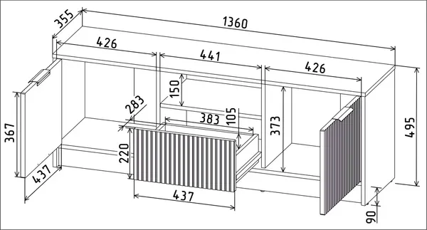 Изображение товара Тумба Interline ТВ Концепт Лайн КТ-ТВ3-50 (белый платинум/белый)