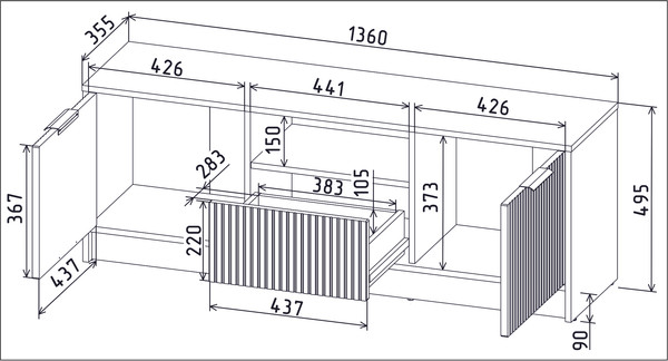 Изображение товара Тумба Interline ТВ Концепт Лайн КТ-ТВ3-50 (дуб золотой/белый)