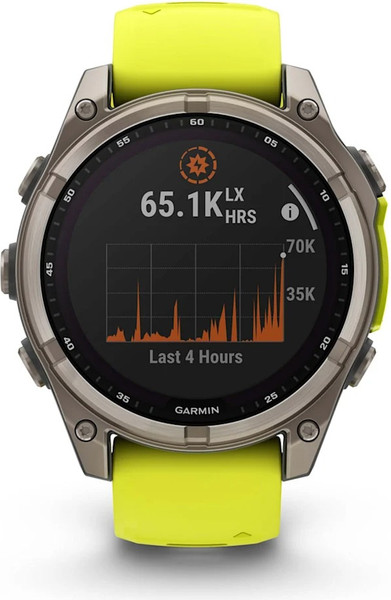 Изображение товара Умные часы Garmin Fenix 8 Solar Sapphire 47мм (титатновый серый/желтый ремешок)