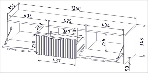 Изображение товара Тумба Interline ТВ Концепт Лайн КТ-ТВ3-35 (антрацит/белый)