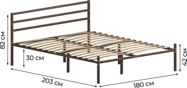 Изображение товара Двуспальная кровать Домаклево Металика Г3 180х200 (коричневый)
