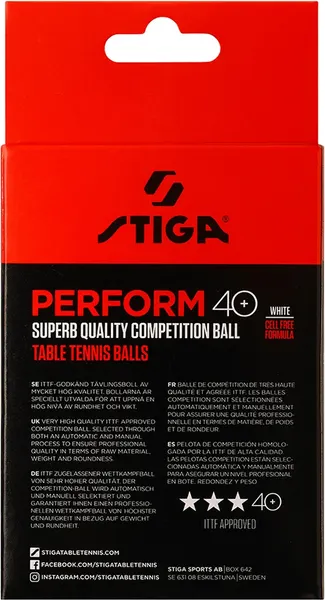 Изображение товара Набор мячей для настольного тенниса STIGA Perform 3 40+ / 520-05 (6шт, белый)