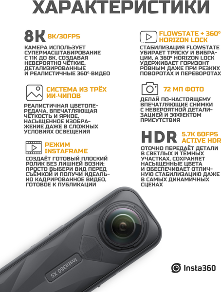 Изображение товара Экшн-камера Insta360 X5 Standard Bundle / CINSAAHA (X501) 