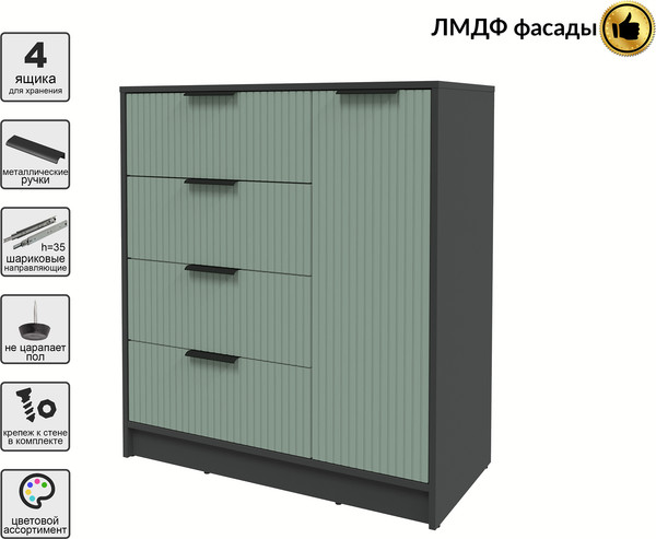 Изображение товара Тумба Interline Концепт Лайн КТ-Т90 (антрацит/мята)