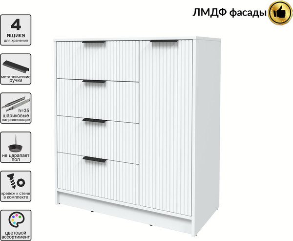 Изображение товара Тумба Interline Концепт Лайн КТ-Т90 (белый платинум/белый)