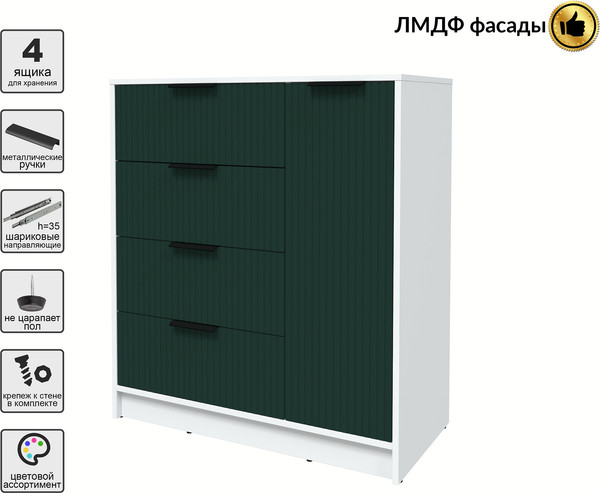 Изображение товара Тумба Interline Концепт Лайн КТ-Т90 (белый платинум/изумруд)