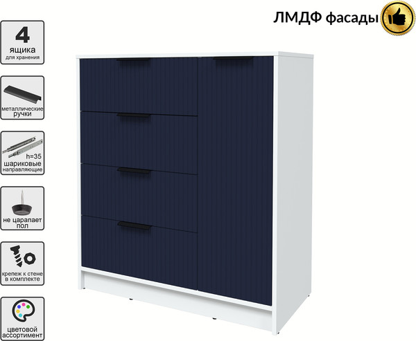 Изображение товара Тумба Interline Концепт Лайн КТ-Т90 (белый платинум/индиго)