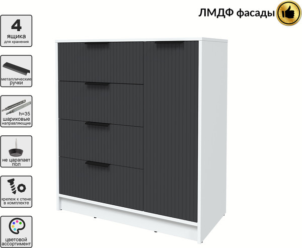 Изображение товара Тумба Interline Концепт Лайн КТ-Т90 (белый платинум/пепел)