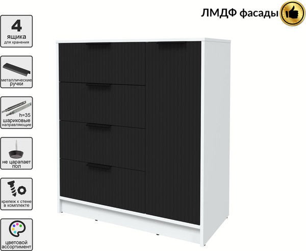 Изображение товара Тумба Interline Концепт Лайн КТ-Т90 (белый платинум/черный)