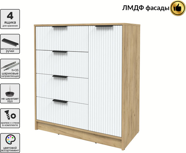 Изображение товара Тумба Interline Концепт Лайн КТ-Т90 (дуб золотой/белый)