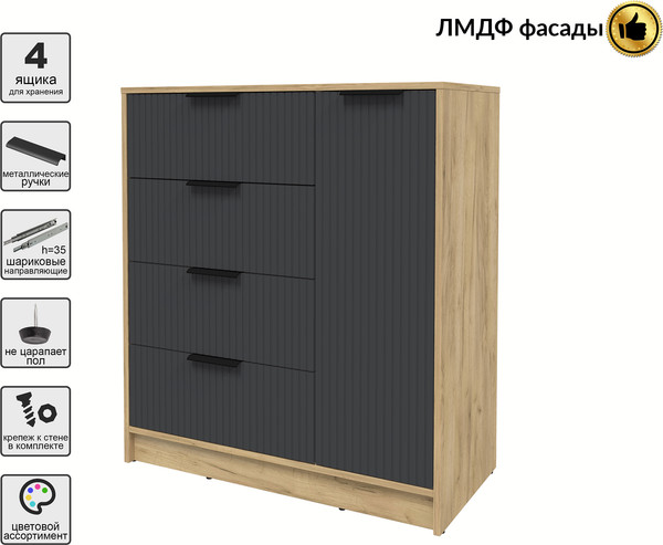 Изображение товара Тумба Interline Концепт Лайн КТ-Т90 (дуб золотой/пепел)