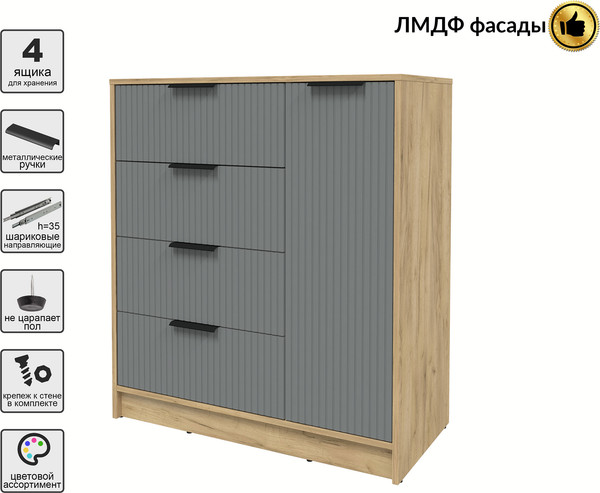 Изображение товара Тумба Interline Концепт Лайн КТ-Т90 (дуб золотой/серый)