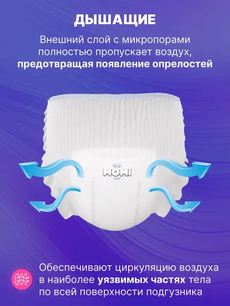 Изображение товара Трусы впитывающие для взрослых Momi Adult (L, 30шт)