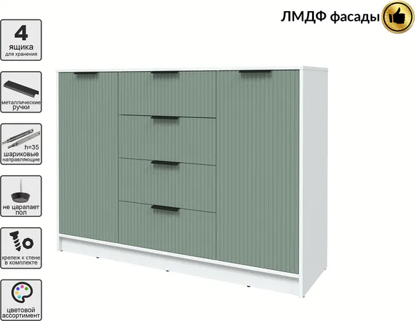Изображение товара Тумба Interline Концепт Лайн КТ-Т140 (белый платинум/мята)