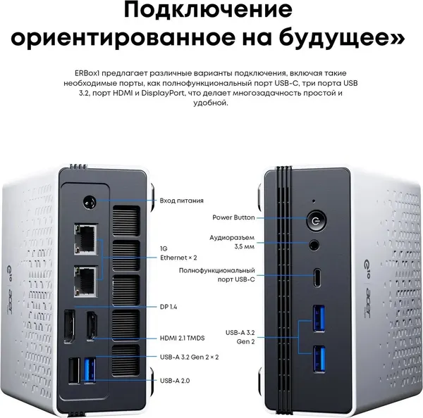 Изображение товара Неттоп Acer Gadget E10 ERBox 1 Ryzen 7 6800H 16GB/512GB 680M Windows 11Pro