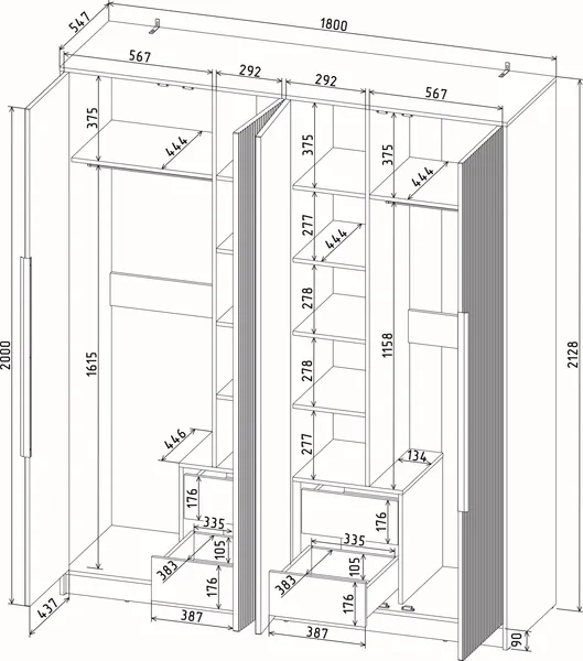 Изображение товара Шкаф Interline Концепт Лайн КТ-Ш4 (дуб золотой/верде)