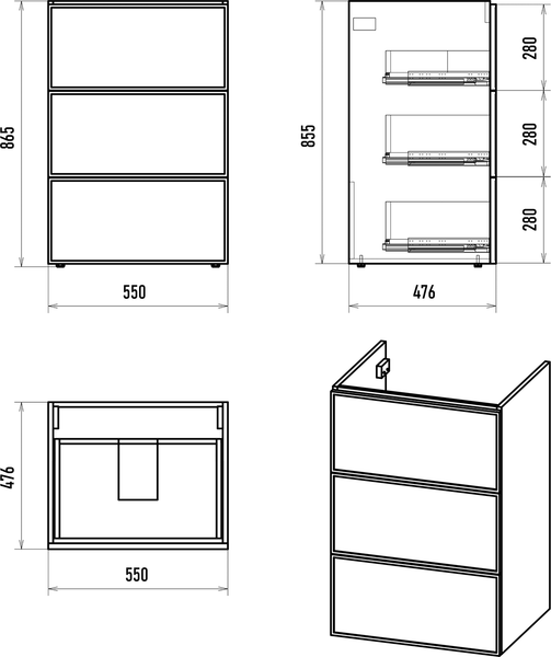Изображение товара Тумба под умывальник Brevita Frame 55 / Fra-070155-013Я