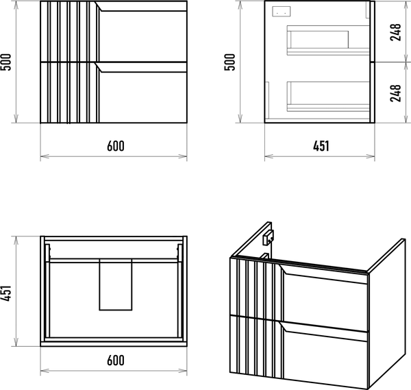 Изображение товара Тумба с умывальником Brevita Tivolli 60 / Tiv-09060-0102Я+B-RUB060-01