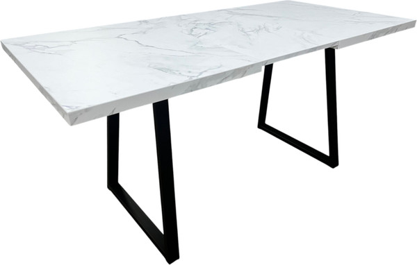 Изображение товара Обеденный стол Васанти Плюс Лофт 120/160x80  (мрамор кристалл/каркас черный)