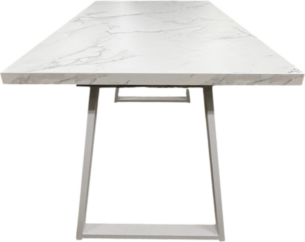 Изображение товара Обеденный стол Васанти Плюс Лофт 120/160x80 (мрамор кристалл/каркас белый)