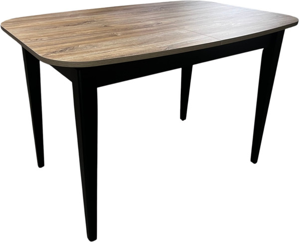 Изображение товара Обеденный стол Васанти Плюс Дорн 18мм 120/160x80  (дуб канзас/обвязка черная/опора черная)