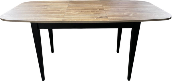 Изображение товара Обеденный стол Васанти Плюс Дорн 18мм 120/160x80  (дуб канзас/обвязка черная/опора черная)