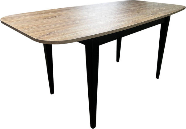 Изображение товара Обеденный стол Васанти Плюс Дорн 18мм 120/160x80  (дуб канзас/обвязка черная/опора черная)