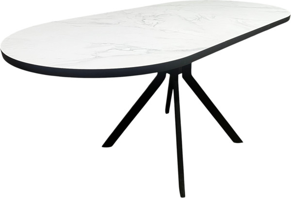Изображение товара Обеденный стол Васанти Плюс Дорн-1 110/150x70  (мрамор кристалл/черный/каркас черный)